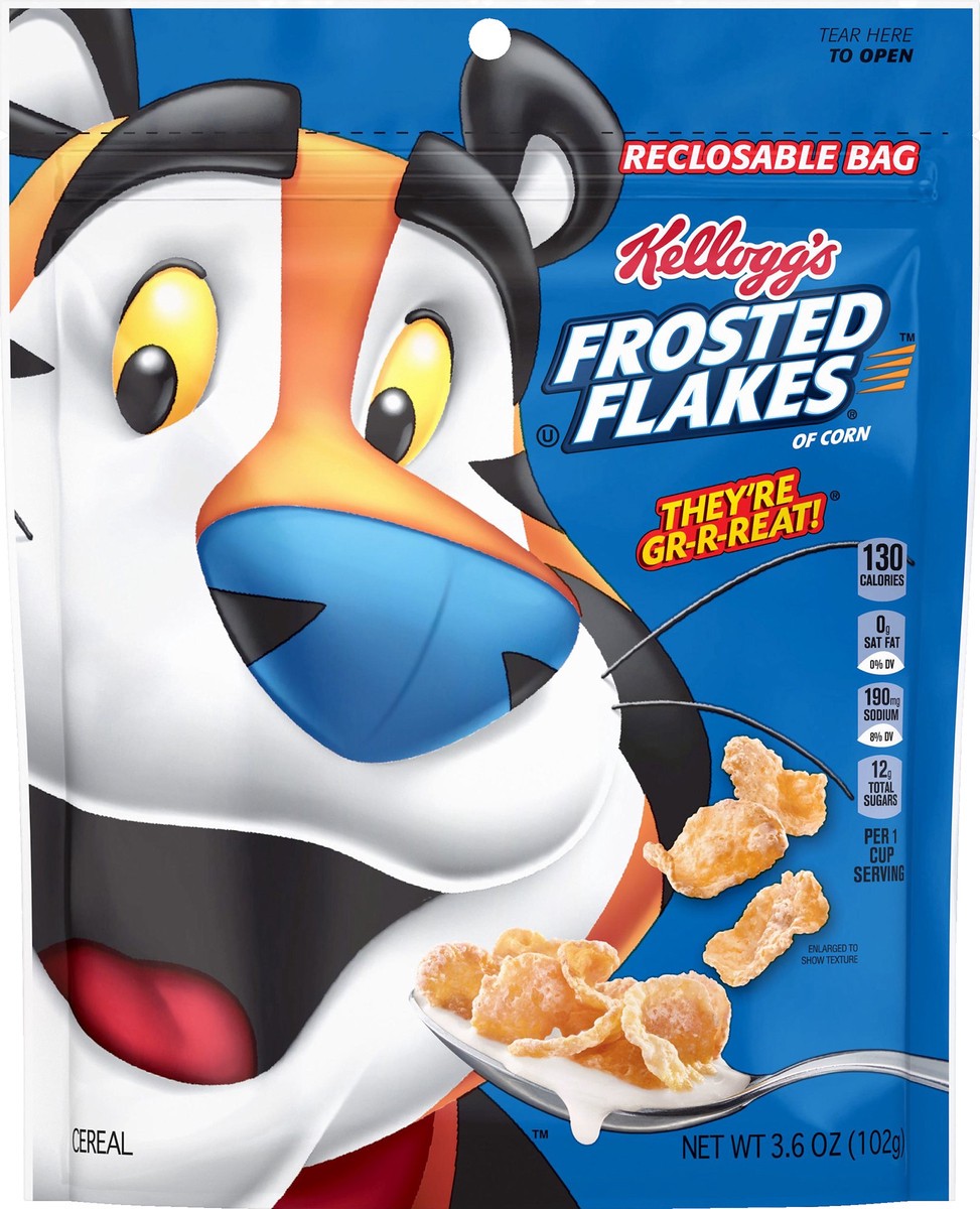 slide 2 of 5, Frosted Flakes Kellogg's Frosted Flakes Cold Breakfast Cereal, Original, 3.6 oz, 3.6 oz