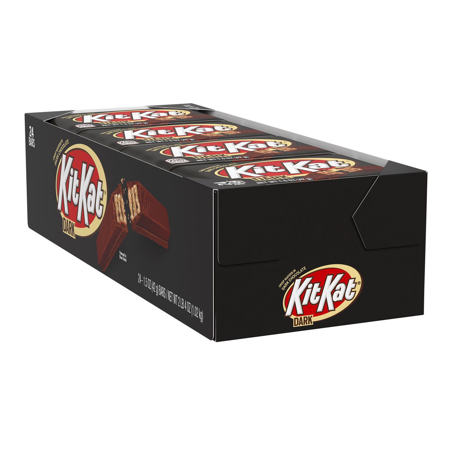 slide 1 of 6, KIT KAT Dark Chocolate Wafer Candy Bars, 1.5 oz (24 Count), 1.5 oz
