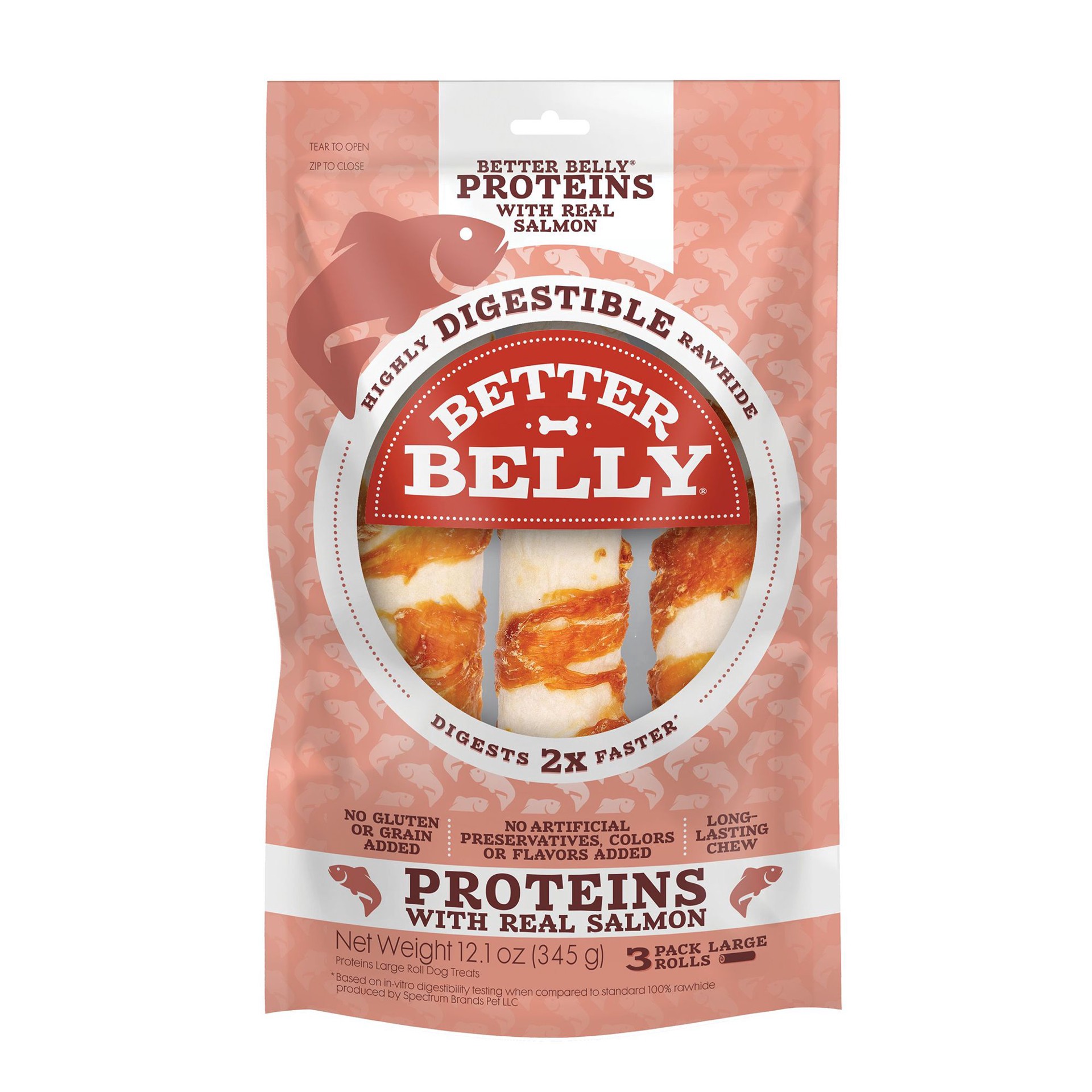 slide 1 of 1, Better Belly Salmon Wrapped Rolls Large 3 Count 36 Oz, 3 ct