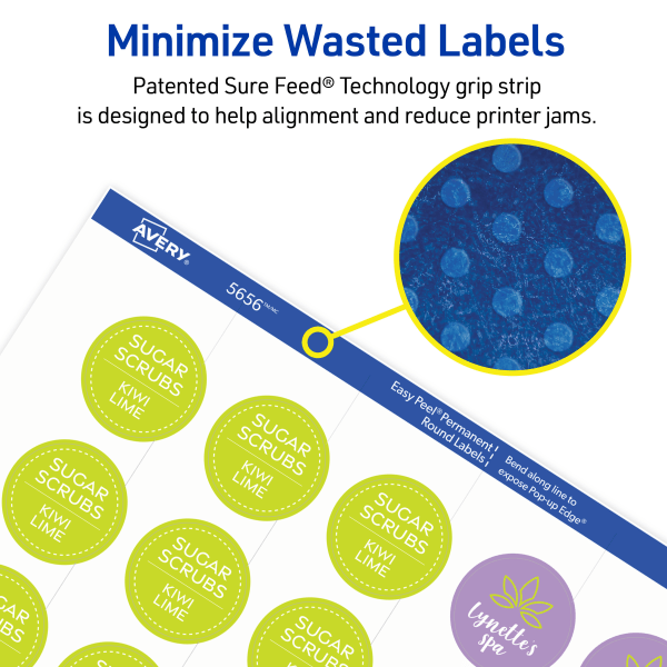 slide 6 of 9, Avery Printable Labels With Sure Feed, Round, 1"" Diameter, Matte White, Pack Of 1200, 1200 ct