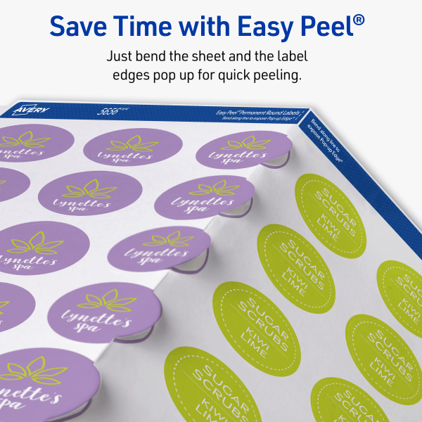slide 2 of 9, Avery Printable Labels With Sure Feed, Round, 1"" Diameter, Matte White, Pack Of 1200, 1200 ct