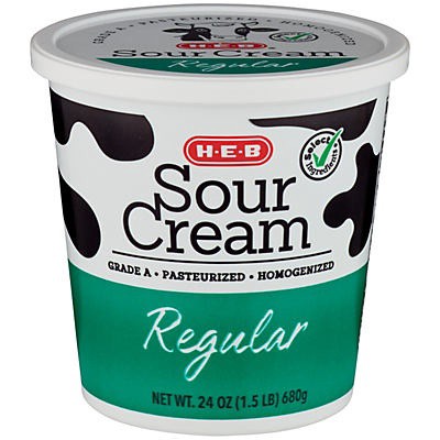 slide 1 of 1, H-E-B Regular Sour Cream, 24 oz