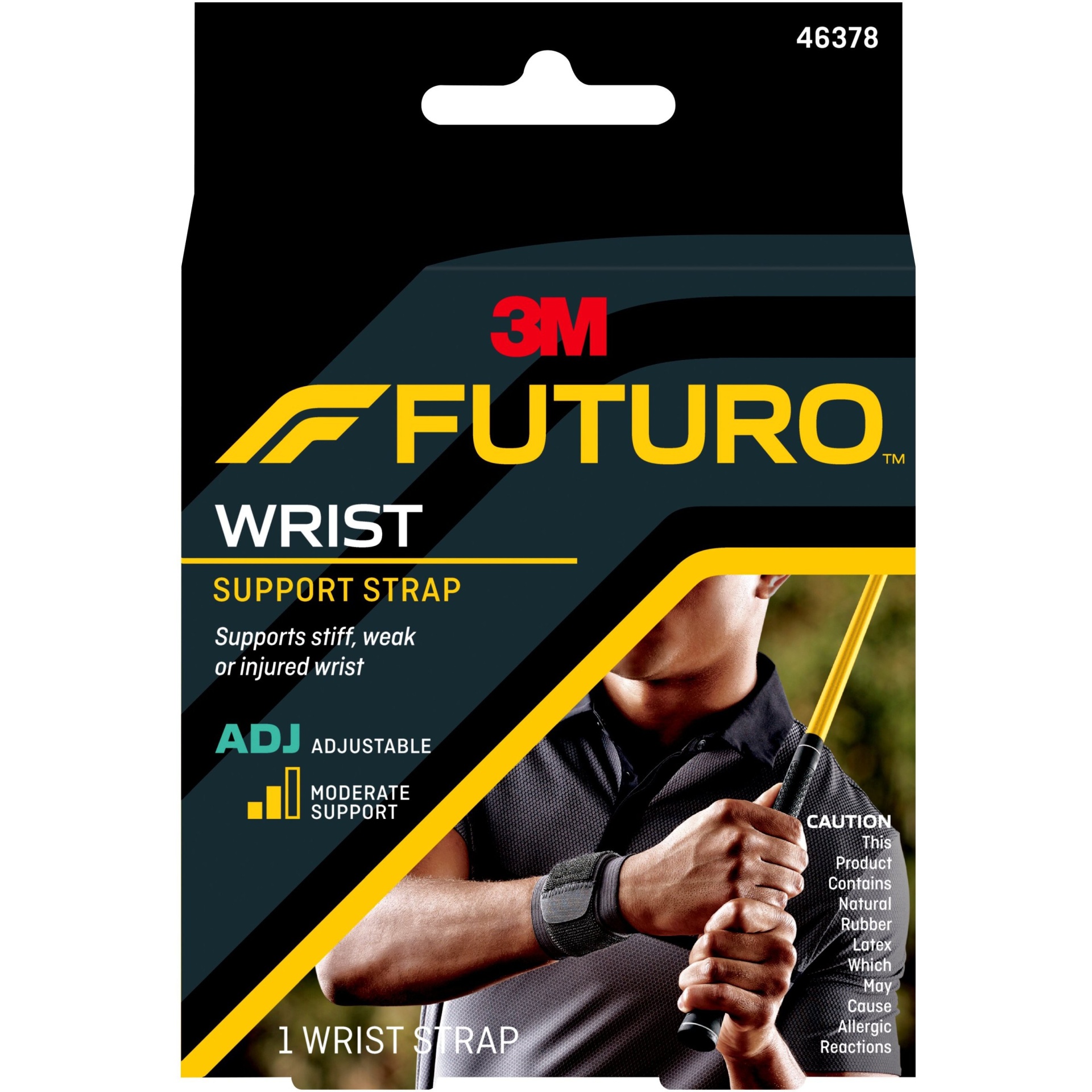 slide 1 of 2, Futuro Adjustable Wrist Support Strap Moderate Support Black, 1 ct