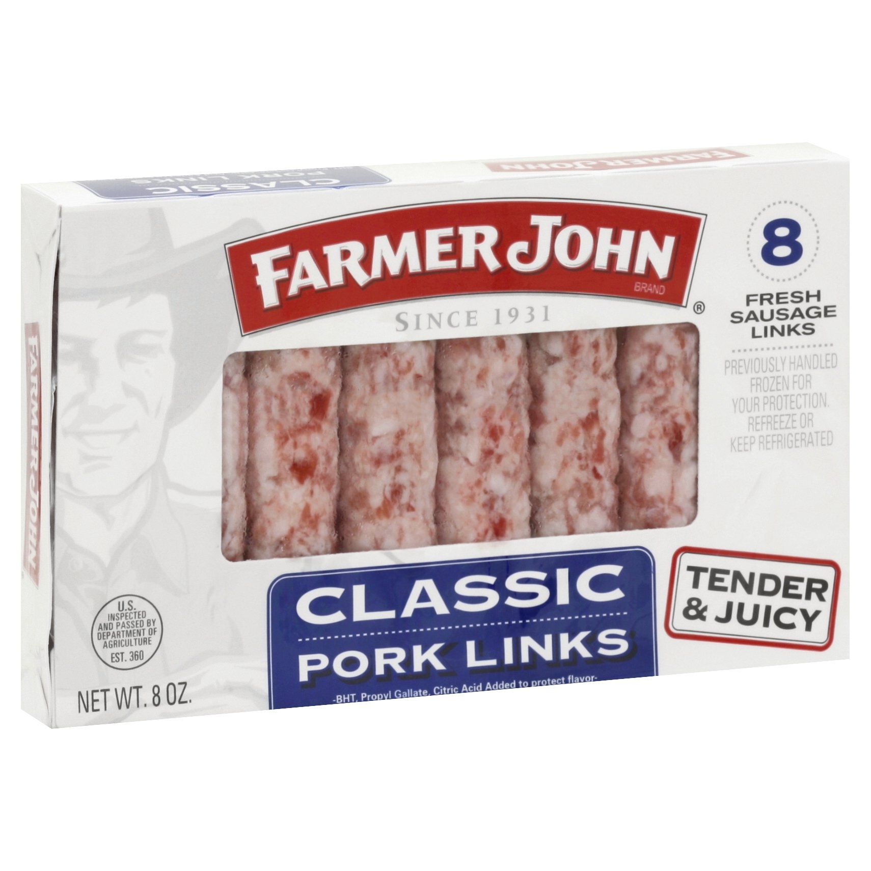 slide 1 of 1, Farmer John Skinless Sausage Links, 8 oz