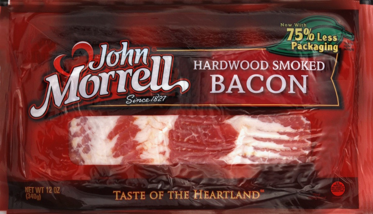 slide 1 of 5, John Morrell Hardwood Smoked Bacon, 12 oz