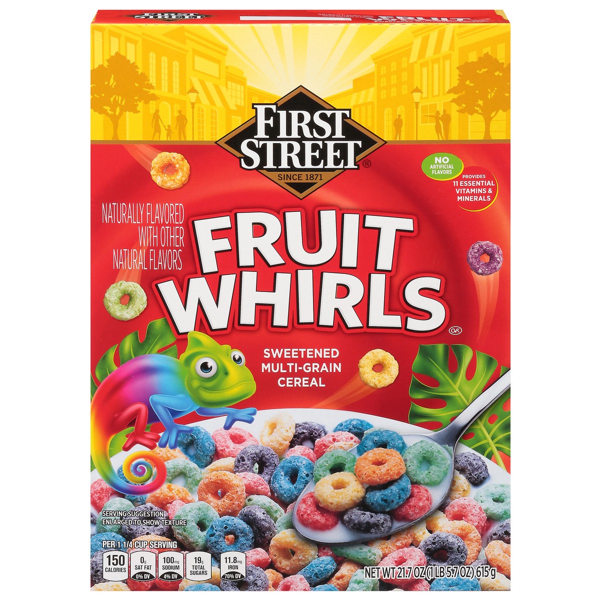 slide 2 of 14, First Street Fruit Whirls Cereal, 21.7 oz
