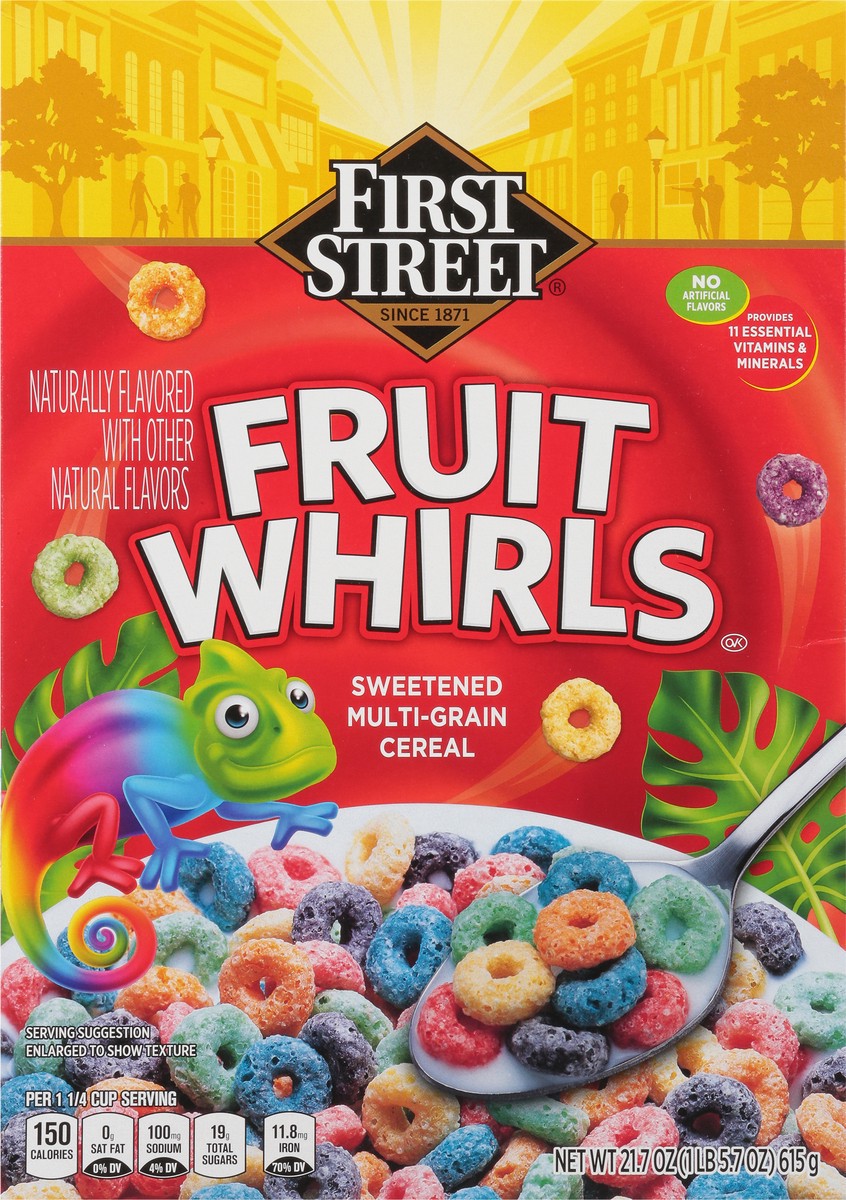slide 8 of 14, First Street Fruit Whirls Cereal, 21.7 oz