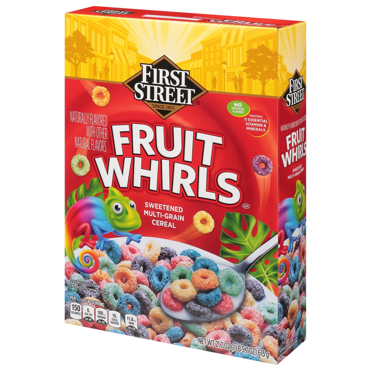 slide 13 of 14, First Street Fruit Whirls Cereal, 21.7 oz