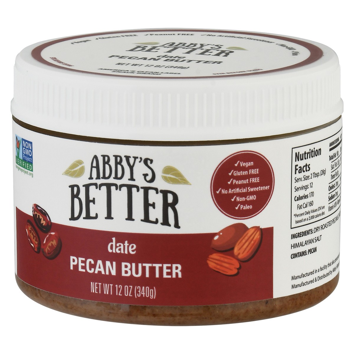 slide 4 of 9, Abby's Better Date Pecan Butter 12 oz, 12 oz