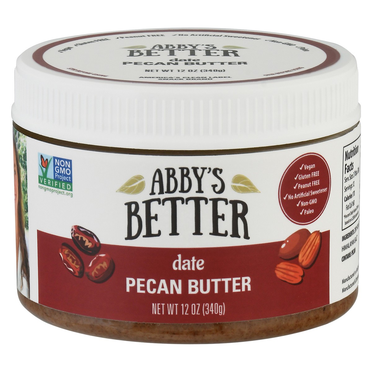 slide 1 of 9, Abby's Better Date Pecan Butter 12 oz, 12 oz