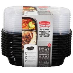 Rubbermaid TakeAlongs 3.7 Cup Divided Rectangles Containers & Lids 10 ea