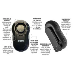 Sabre Personal Alarm with Clip & LED Light
