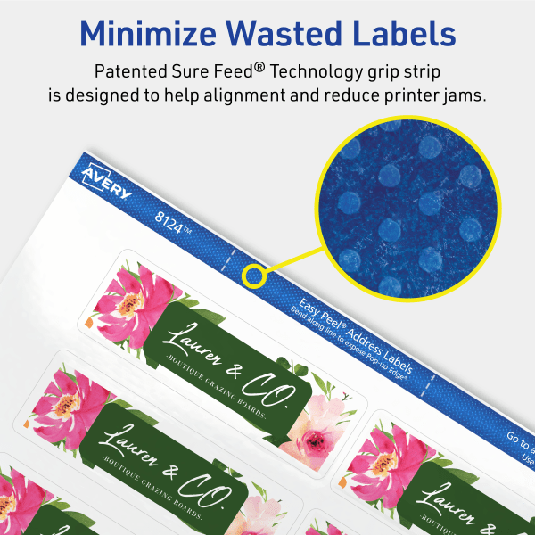 slide 8 of 8, Avery Printable Labels With Sure Feed, Rectangle, 1-1/3"" X 4"", Matte Clear, Pack Of 140, 140 ct
