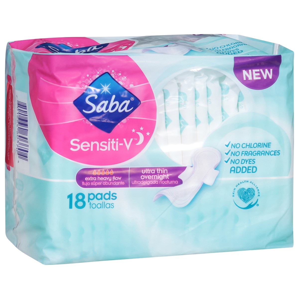 slide 2 of 9, Saba Sensitive Ultra Thin Overnight Pads 18 Count, 18 ct