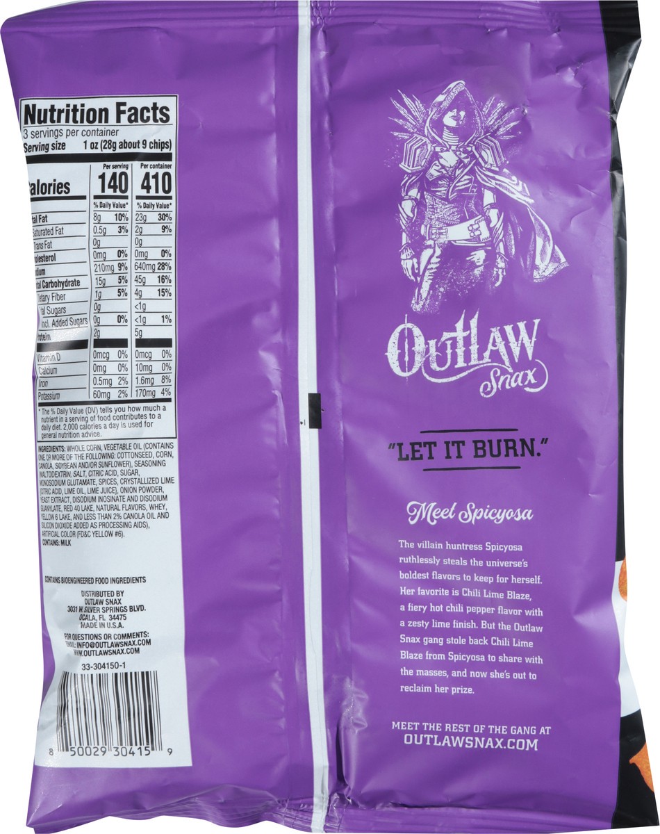 slide 5 of 13, Outlaw Snax Chili Lime Blaze Tortilla Ch, 3 oz