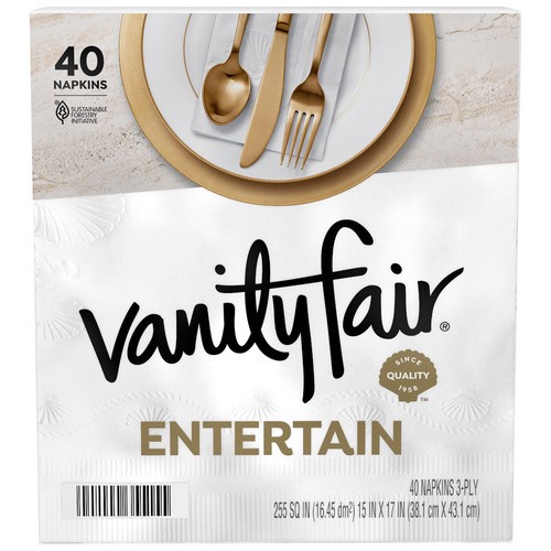 slide 1 of 54, Vanity Fair Entertain Paper Napkins, 40 Count, 40 ct