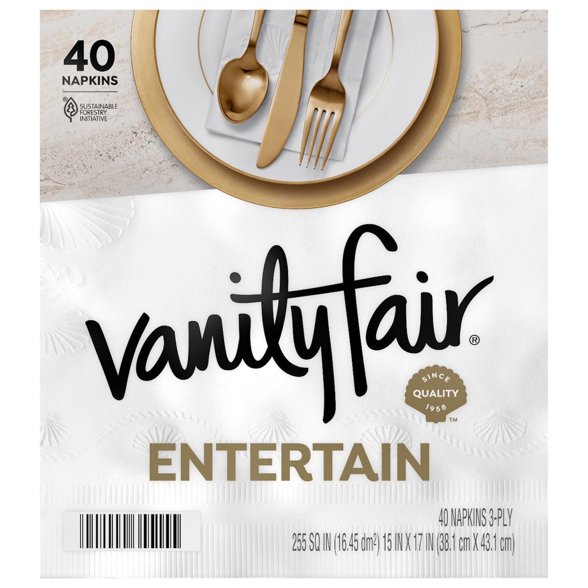 slide 1 of 54, Vanity Fair Entertain Paper Napkins, 40 Count, 40 ct