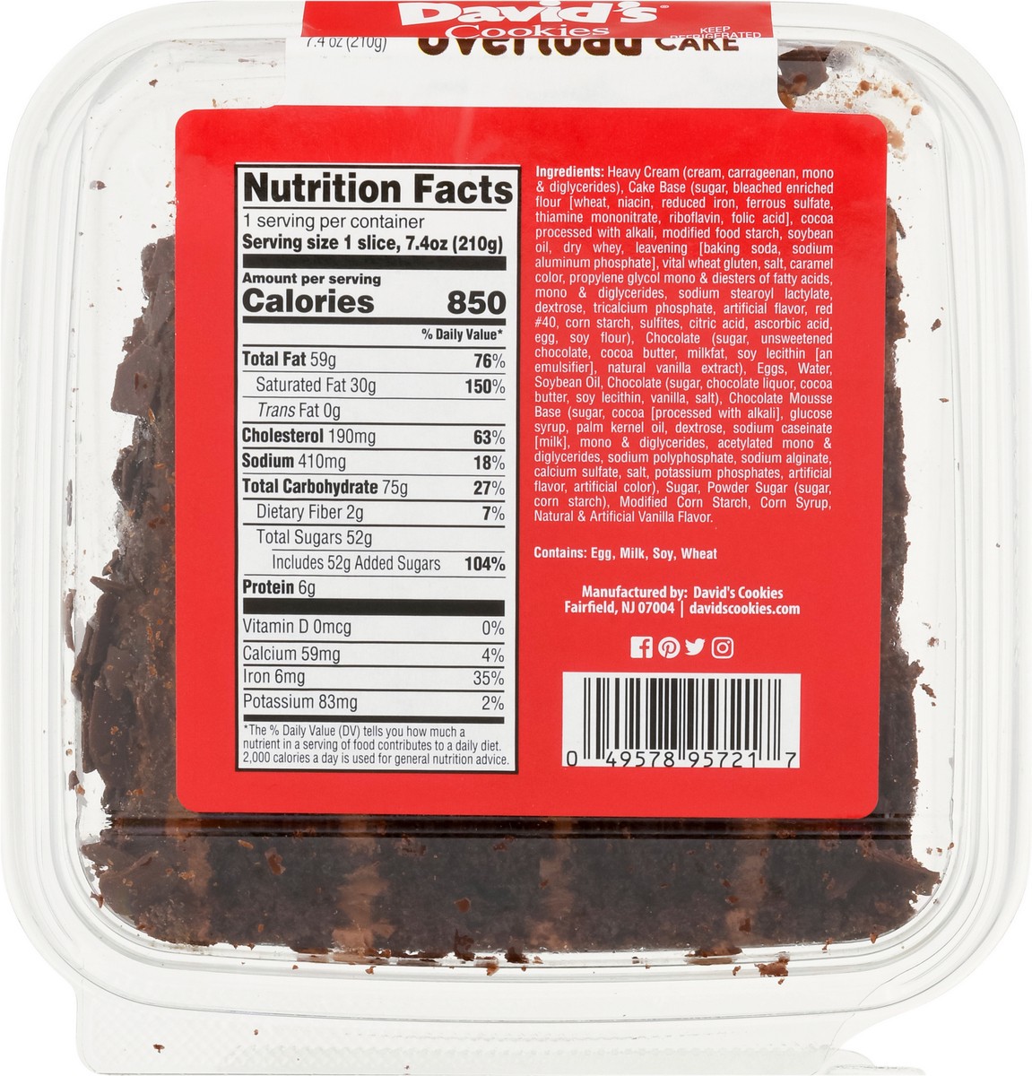 slide 11 of 11, David's Cookies Chocolate Overload Cake 7.4 oz, 7.4 oz