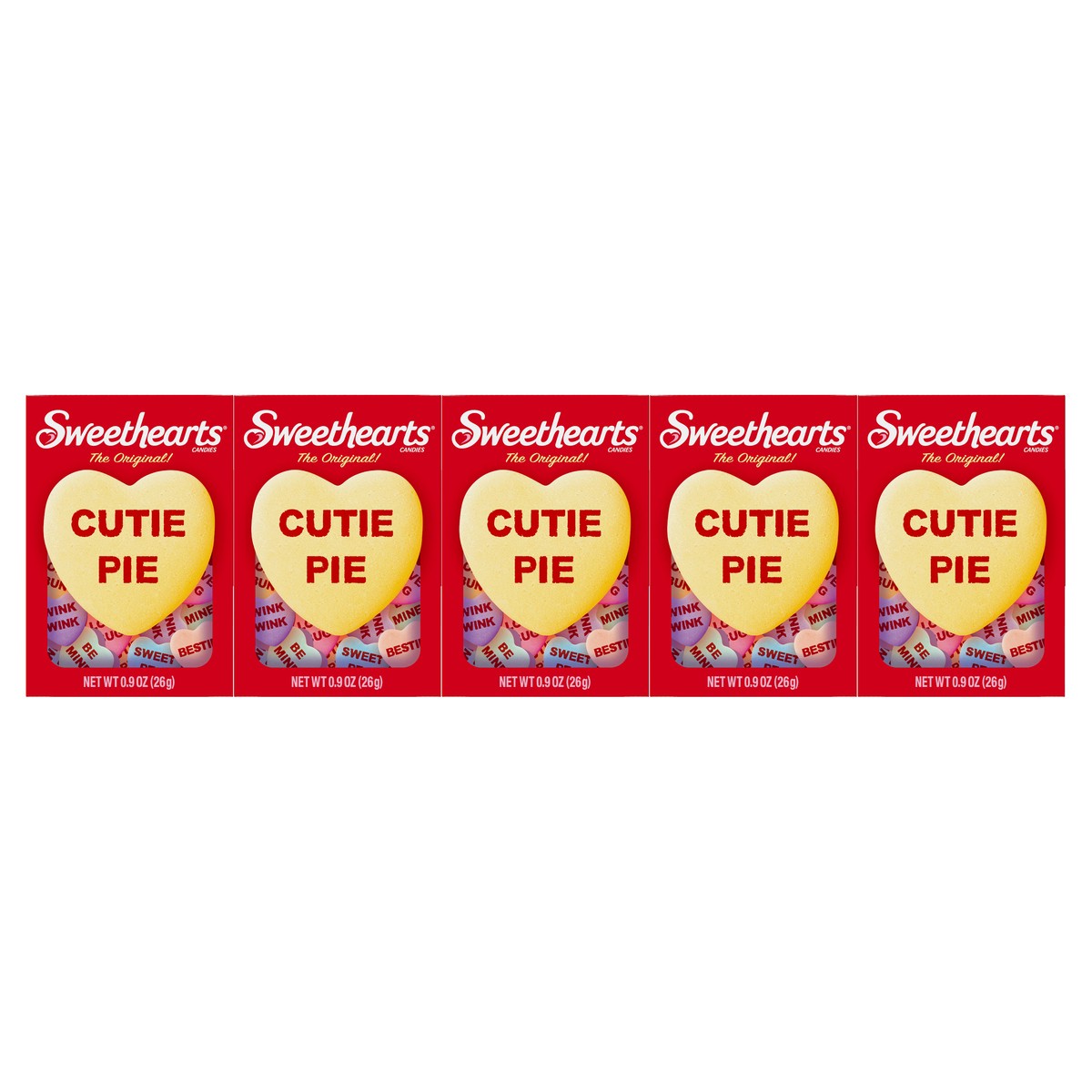 slide 1 of 5, Sweethearts Original Candy Hearts with Conversation /, 5 ct; 0.9 oz