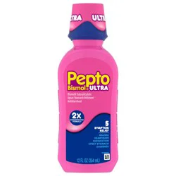Pepto-Bismol Liquid Ultra for Nausea, Heartburn, Indigestion, Upset Stomach, and Diarrhea - 5 Symptom Fast Relief, Original Flavor, 12 oz