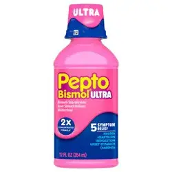 Pepto-Bismol Liquid Ultra for Nausea, Heartburn, Indigestion, Upset Stomach, and Diarrhea - 5 Symptom Fast Relief, Original Flavor, 12 oz