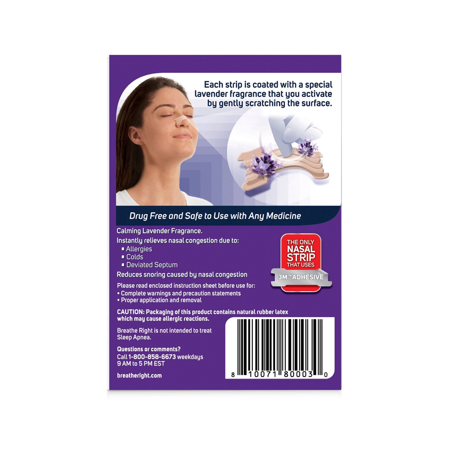 slide 6 of 28, Breathe Right Lavender Scented Nasal Strips 26 ea Box, 26 ct