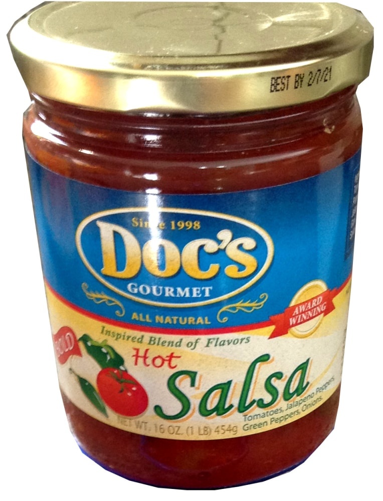 slide 1 of 1, Doc's Gourmet Hot Salsa, 16 oz