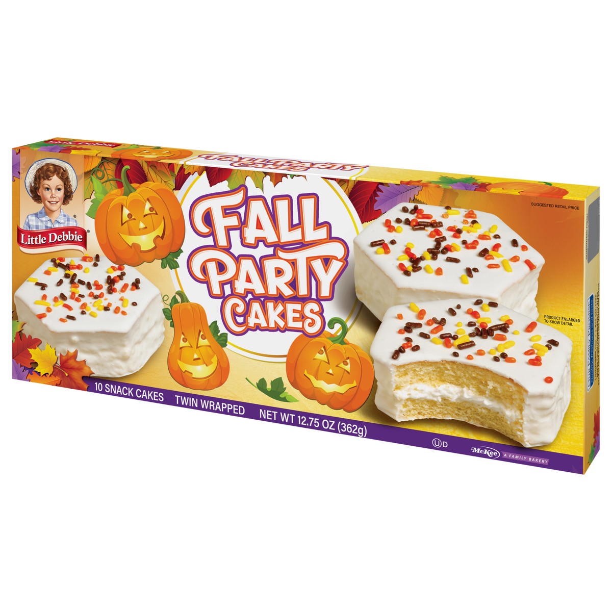 slide 7 of 11, Little Debbie Snack Cakes, Little Debbie Family Pack Fall Party Cakes (vanilla), 10 ct