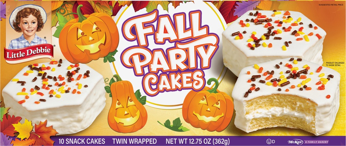 slide 5 of 11, Little Debbie Snack Cakes, Little Debbie Family Pack Fall Party Cakes (vanilla), 10 ct