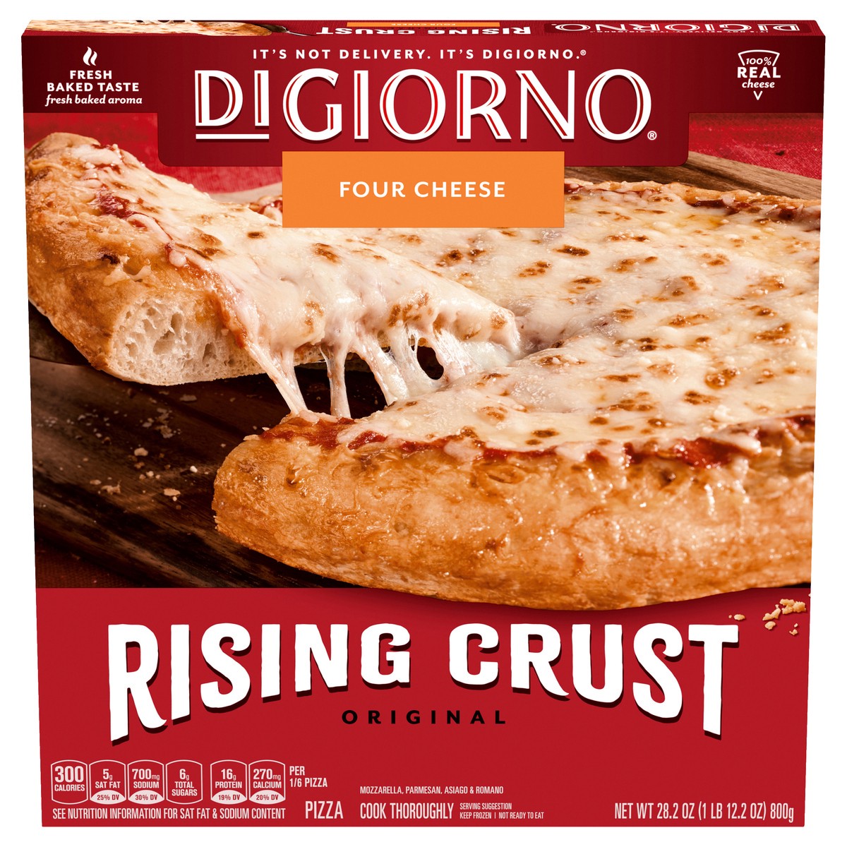 slide 1 of 13, DiGiorno Rising Crust Four Cheese Pizza (Frozen), 28.2 oz