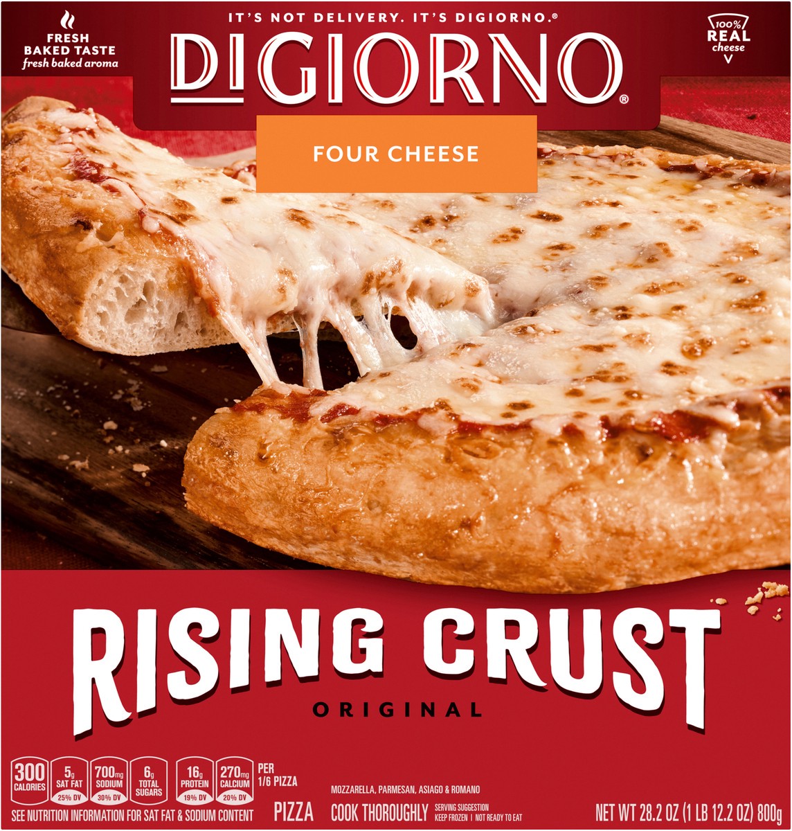 slide 10 of 13, DiGiorno Rising Crust Four Cheese Pizza (Frozen), 28.2 oz