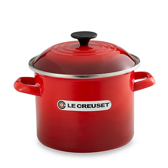 slide 1 of 1, Le Creuset Stock Pot - Cherry, 6 qt