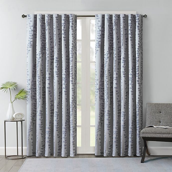 slide 1 of 2, Regency Heights Brandy Leaf Rod Pocket/Back Tab Window Curtain Panel - Blue, 108 in