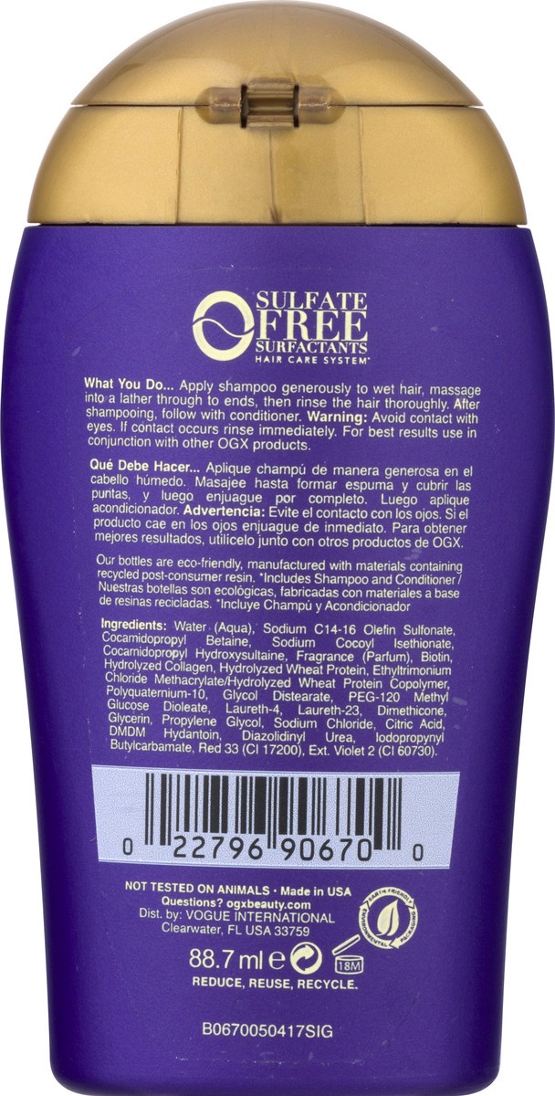 slide 11 of 11, OGX Thick & Full Biotin & Collagen Shampoo 3 oz, 3 oz