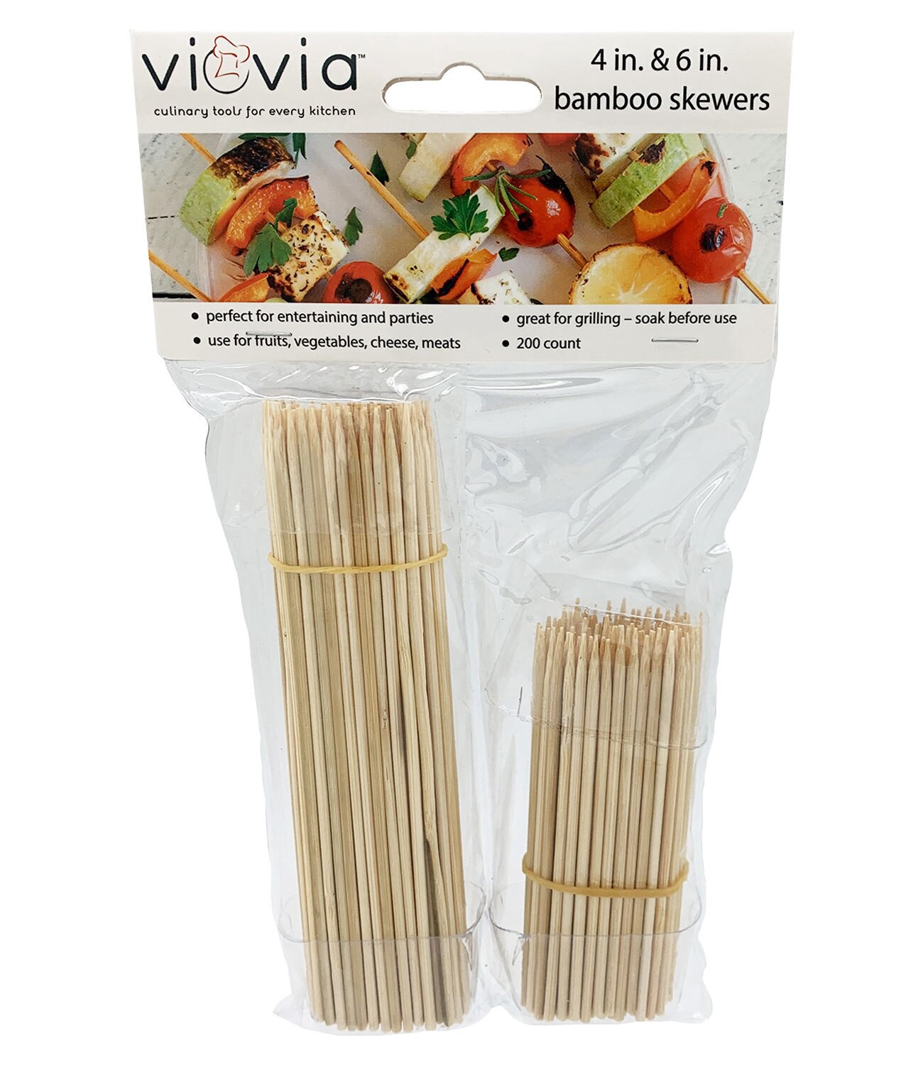 slide 1 of 1, Viovia Bamboo Skewers 4 and 6 Inch Package - 200 Count, 200 ct