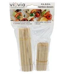 Viovia Bamboo Skewers 4 and 6 Inch Package - 200 Count