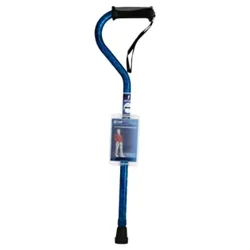 Drive Medical Offset Handle Cane with Gel Hand Grip Blue Crackle