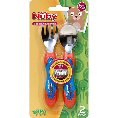 slide 1 of 1, Nuby Toddler Training Fork & Spoon Set, 1 ct