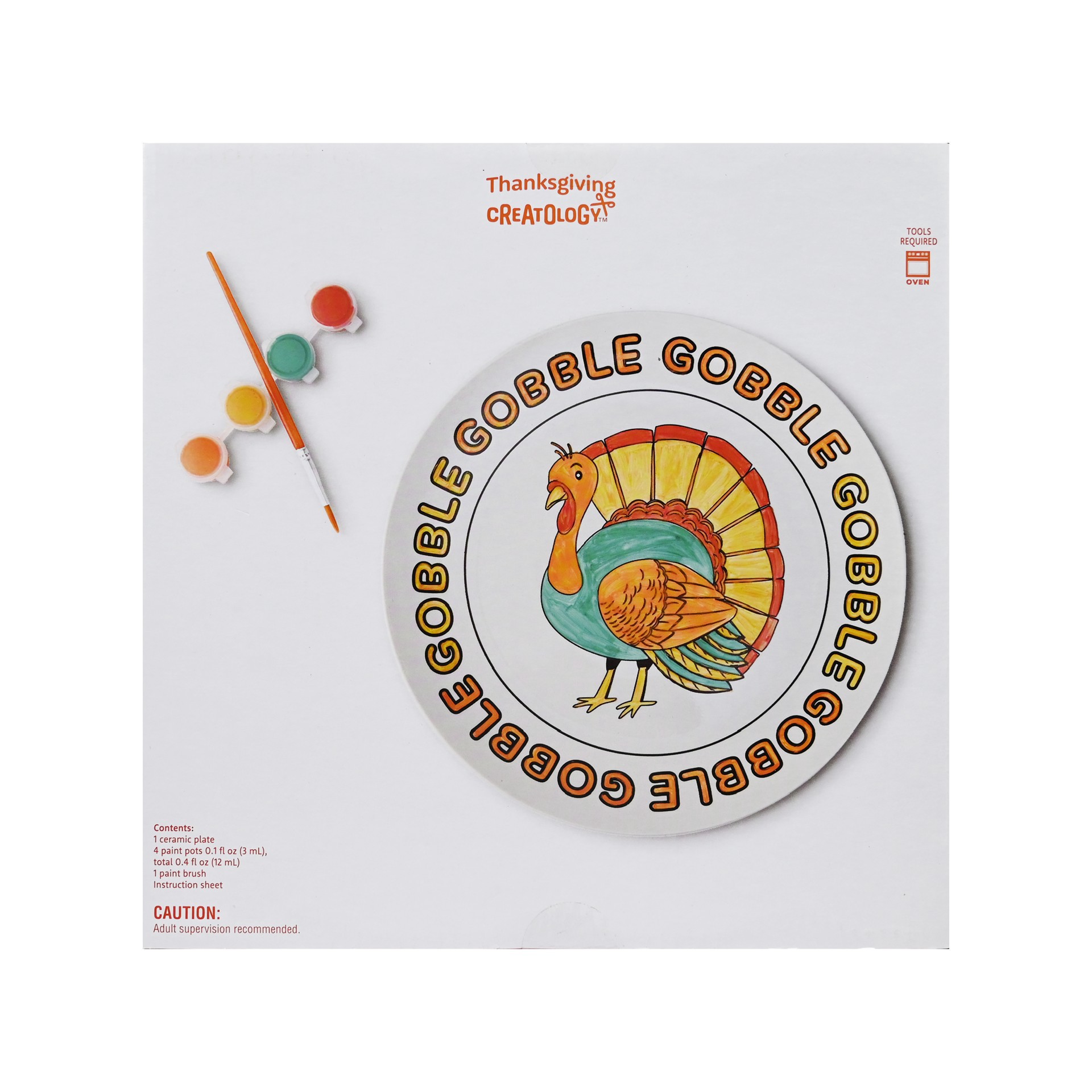 slide 2 of 4, Gobble Turkey Paint Your Own Ceramic Plate Craft Kit By Creatology, 10 in x 1.6 in
