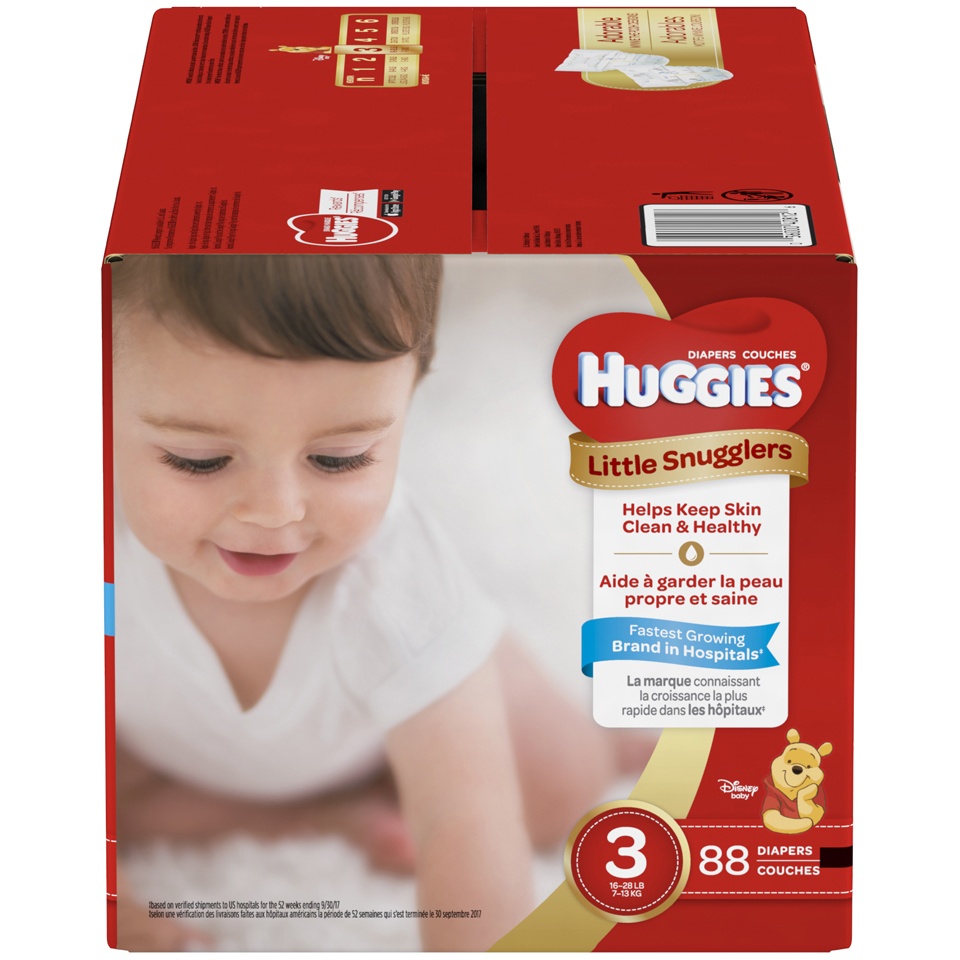 slide 1 of 1, Huggies Little Snugglers Baby Diapers Size 3, 88 ct