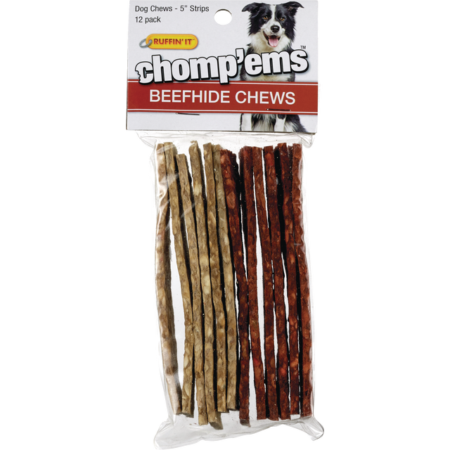 slide 1 of 1, Ruffin' It Canine Rawhide Snack Strips, 12 ct