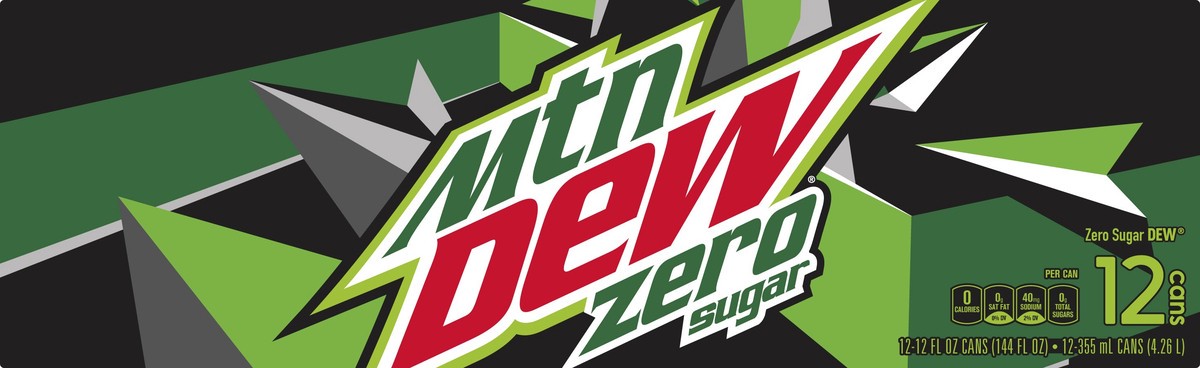 slide 1 of 2, Mountain Dew Soda, Zero Sugar, 12 ct