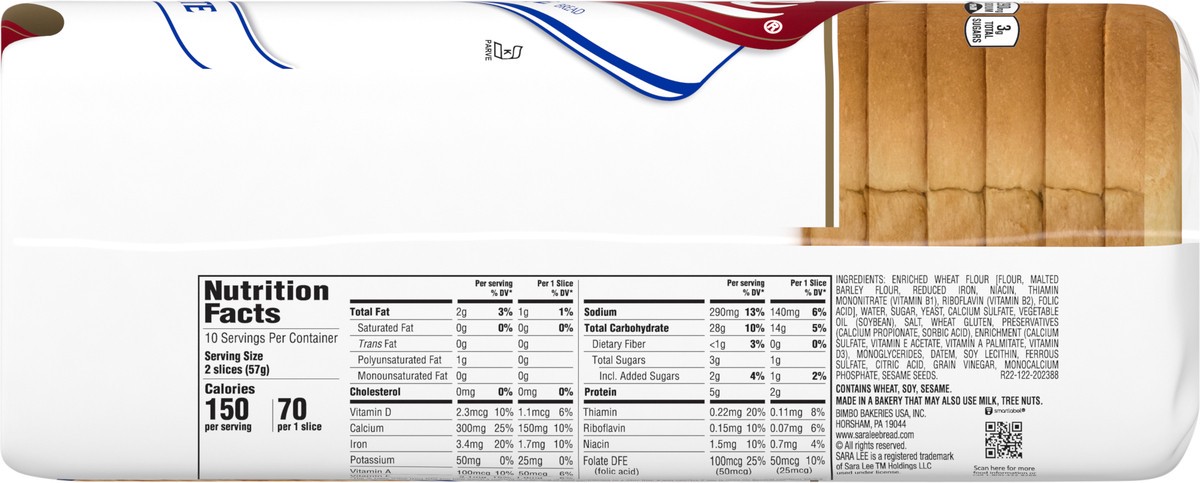 slide 7 of 9, Sara Lee Classic Bread, 20 oz, Plain White Bread, Bag, 20 oz