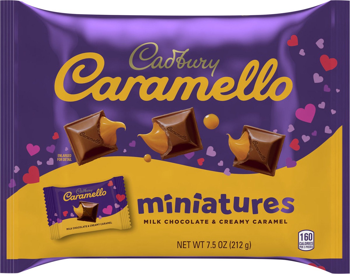 slide 8 of 8, Cadbury CARAMELLO Miniatures Milk Chocolate Caramel, Valentine's Candy Bag, 7.5 oz, 7.25 oz