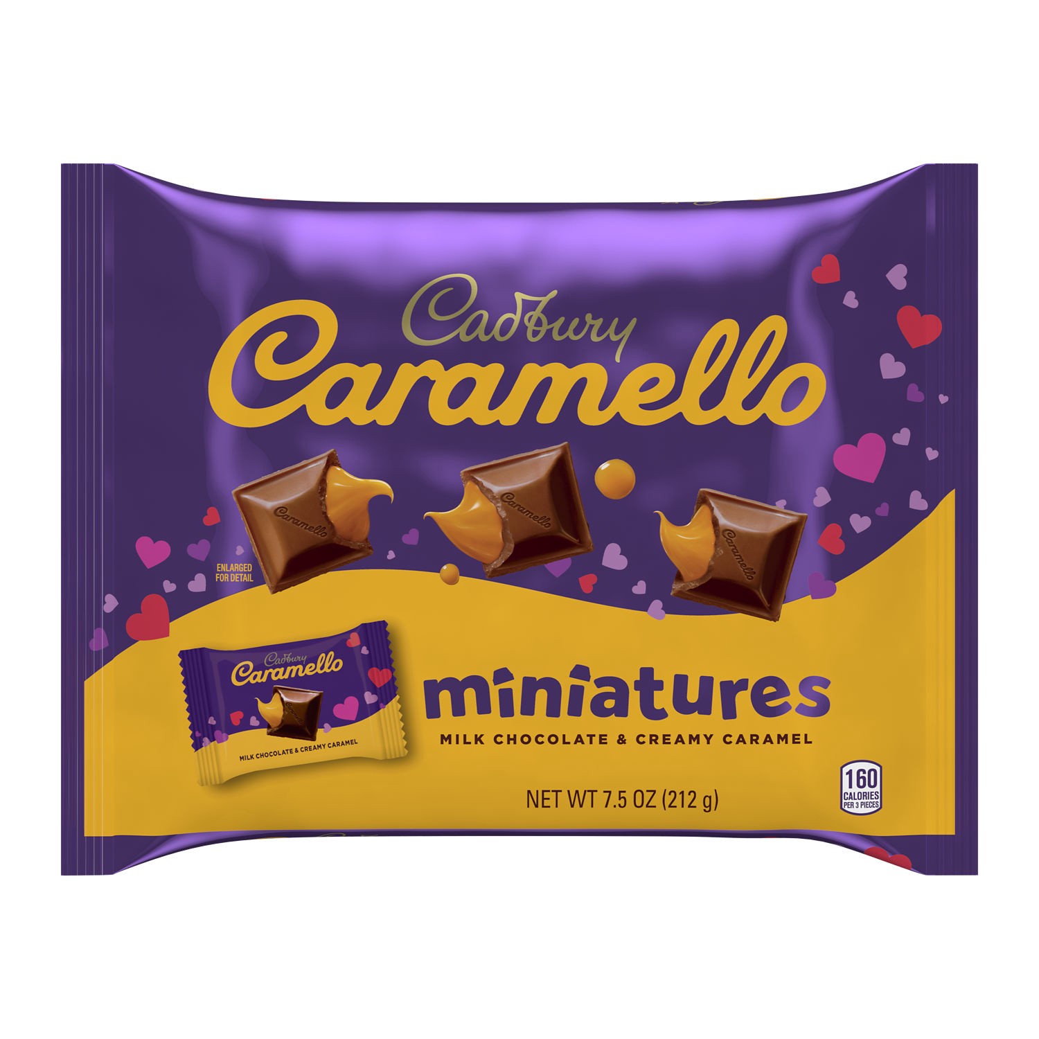 slide 1 of 8, Cadbury CARAMELLO Miniatures Milk Chocolate Caramel, Valentine's Candy Bag, 7.5 oz, 7.25 oz
