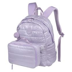slide 1 of 1, Volkano Quest Crinkle Puffer Backpack And Lunch Kit, Lilac/Glitter, 1 ct
