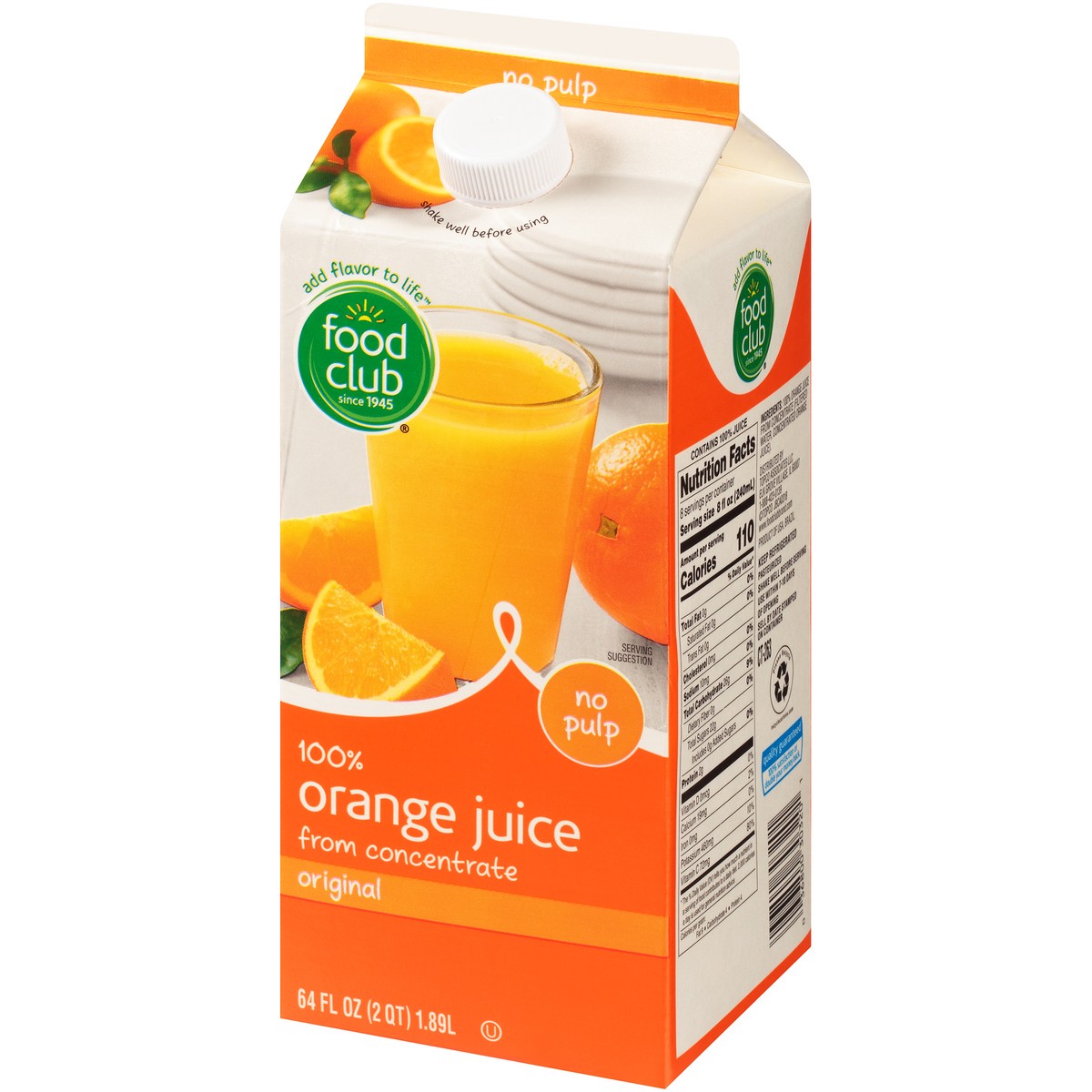 slide 5 of 9, Food Club 100% Original Orange No Pulp Juice From Concentrate - 64 fl oz, 64 fl oz