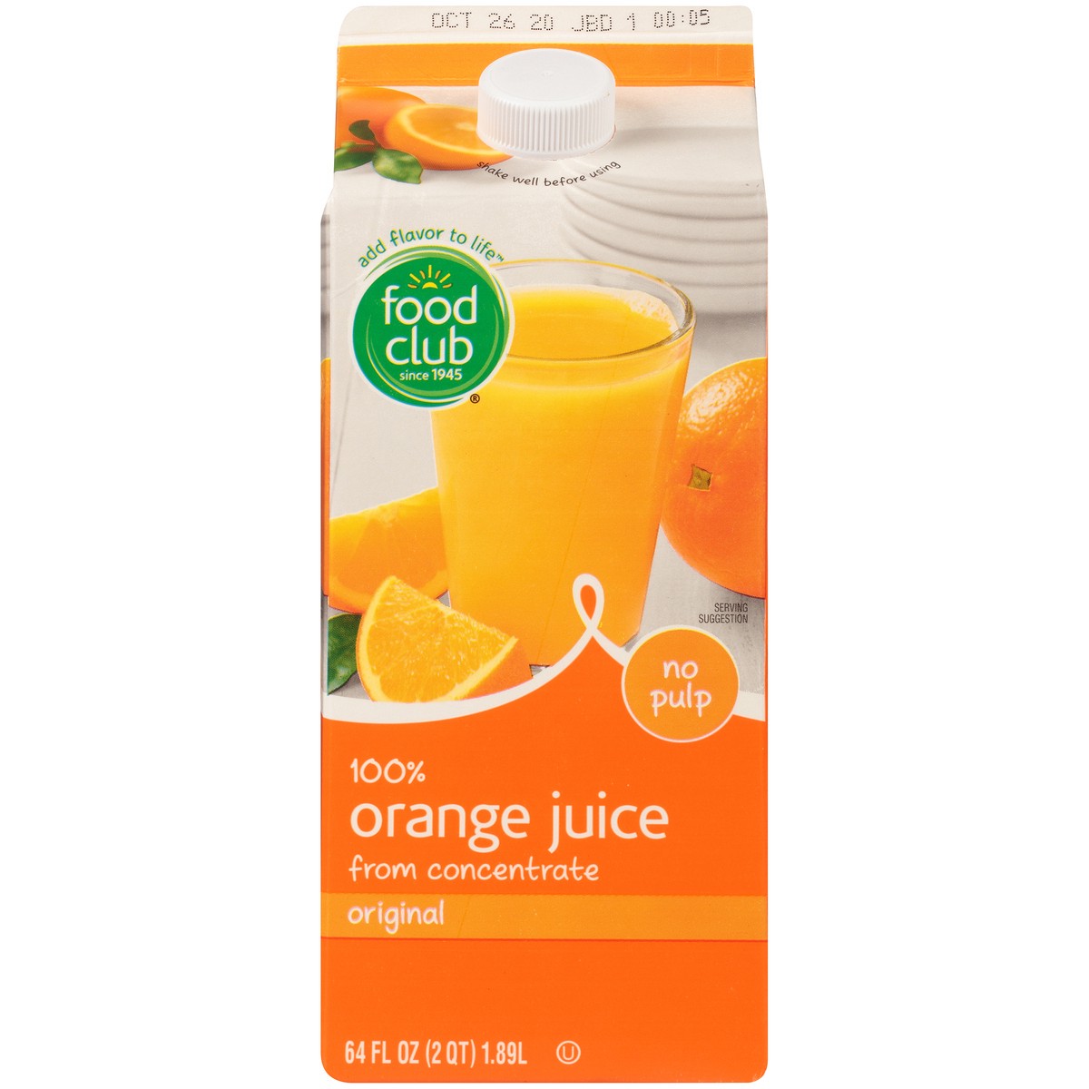 slide 9 of 9, Food Club 100% Original Orange No Pulp Juice From Concentrate - 64 fl oz, 64 fl oz