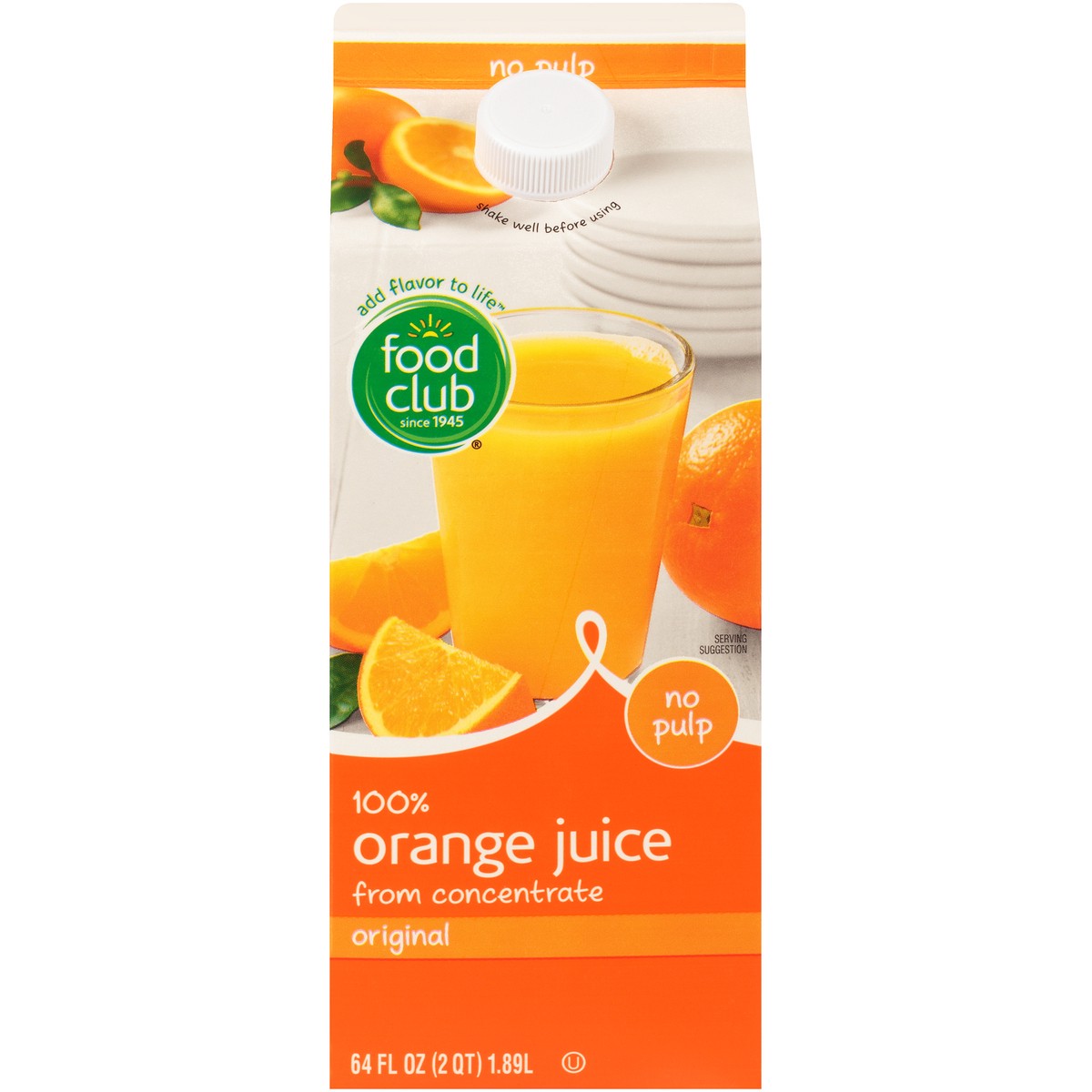 slide 1 of 9, Food Club 100% Original Orange No Pulp Juice From Concentrate - 64 fl oz, 64 fl oz