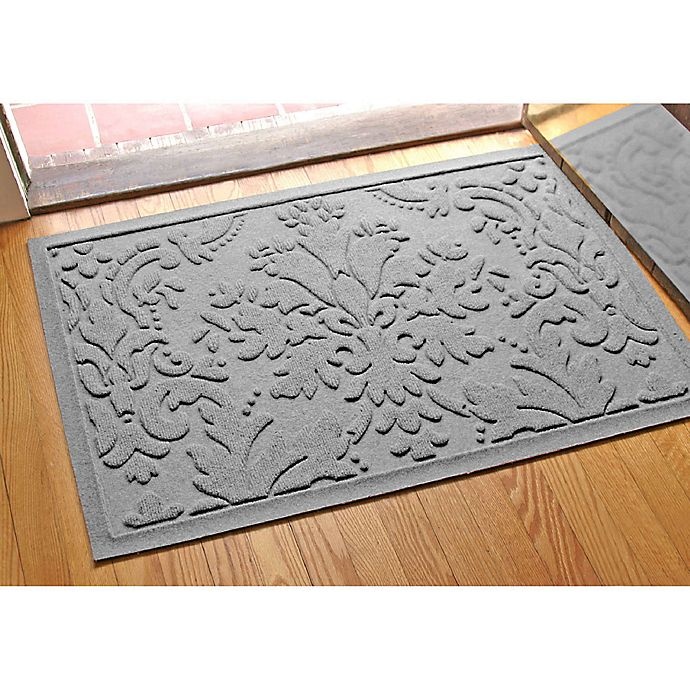 slide 1 of 1, Weather Guard Damask Door Mat - Medium Gray, 23 in x 35 in